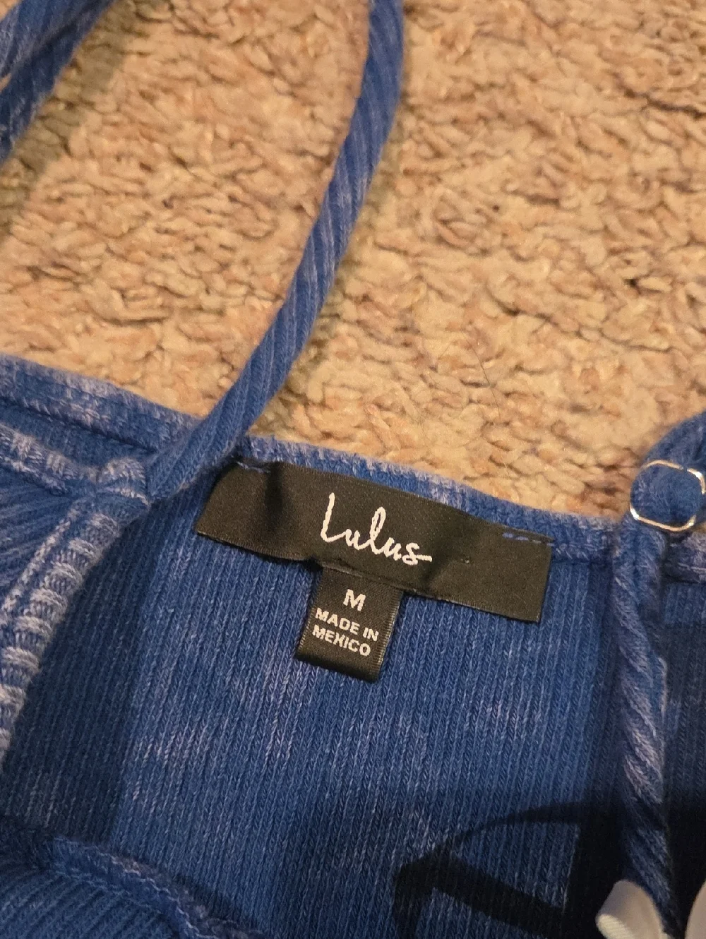 Lulus Simply Pretty Washed Blue Ribbed Pleated Sleeveless Mini Dress - Size M - Picture 4 of 5